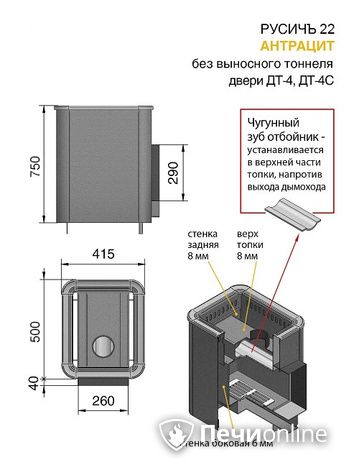 Дровяные печи-каменки Везувий Русичъ Антрацит 22 (ДТ-4) без выноса в Ульяновске