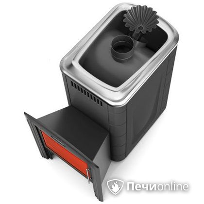 Дровяная банная печь TMF Ангара 2012 Carbon Витра с закрытой каменкой антрацит в Ульяновске