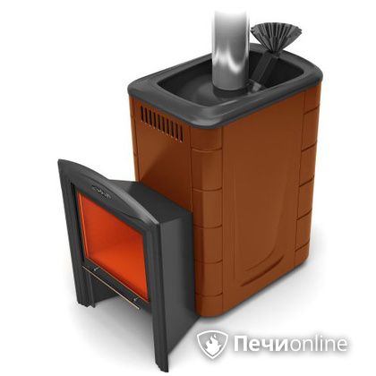 Дровяная банная печь TMF Гейзер 2014 Inox Витра  Терракота в Ульяновске