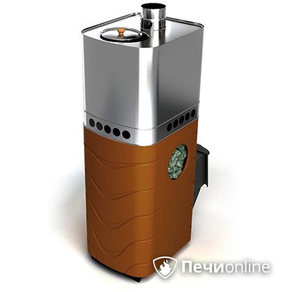 Дровяная банная печь TMF Бирюса 2013 Carbon терракота с закрытой каменкой в Ульяновске